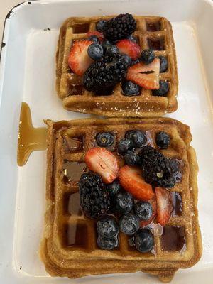 waffles with mixed berries