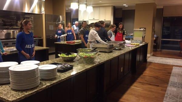 Volunteers making Easter Dinner