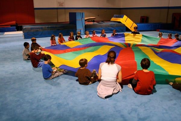 Parachute time at a birthday party