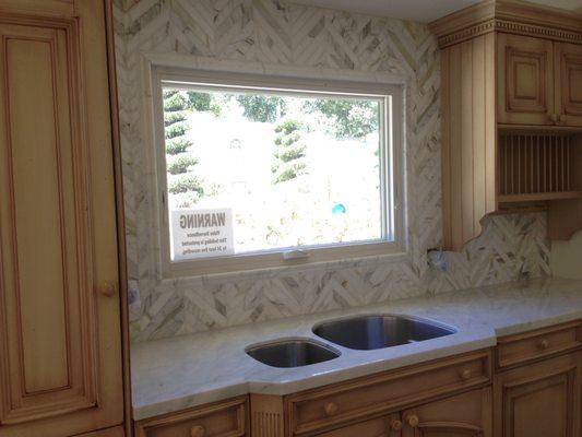 Grouted and sealed backsplash