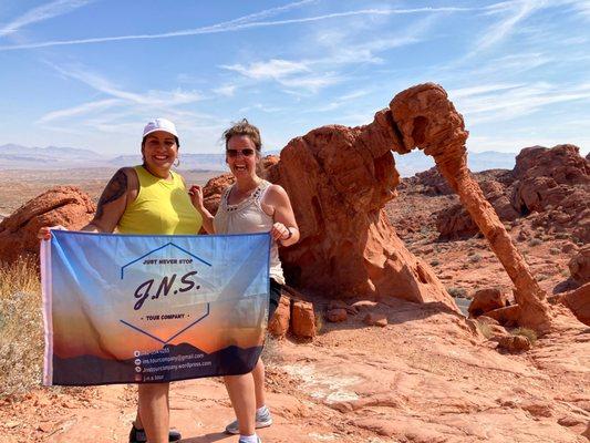 Happy Travelers at Valley of Fire Elephant Rock