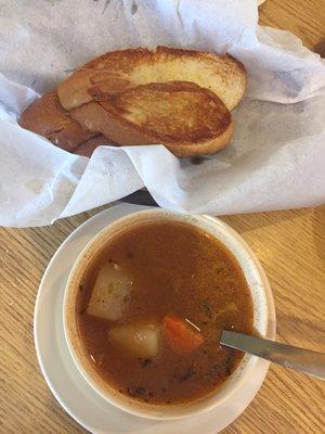 Complimentary fish soup and bread