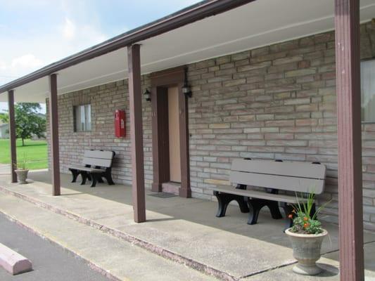 Added two new benches in front of our small building which has nice rooms with two beds