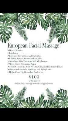 European Facial Massage Treatment