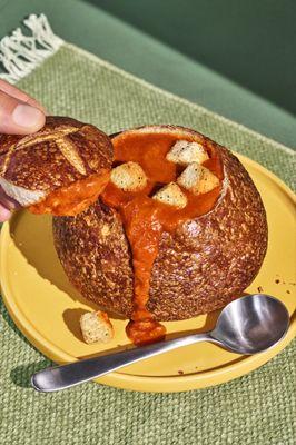 Tomato Soup in a Bread Bowl