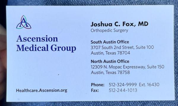 Dr. Joshua Fox is one of several orthopedic specialists at this office