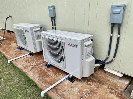 Exterior ACCU units installed on sidewalk