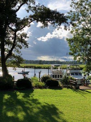 View overlooking Yacht Club docks.