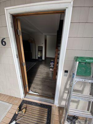 Replace the storm door and thermal