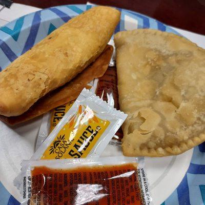 Old skool fried burrito and a meat pie!  All for $3.50