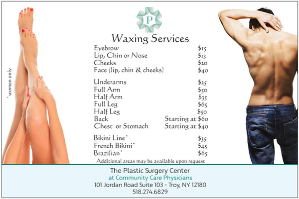 We offer a wide variety of waxing services for the face and body with waxes for specific skin types and parts of the body.