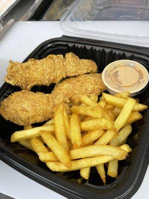 3 chicken tender platter with fries and our Cajun Ray's sauce