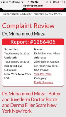 One of the many complaint about Dr. Mirza!