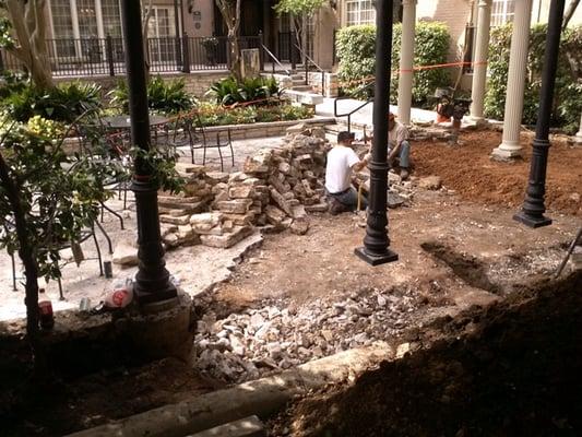 Repairing Garden patio at the Mansion at Judges Hill