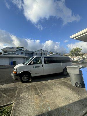 Commercial roofing and waterproofing van blocking my garage