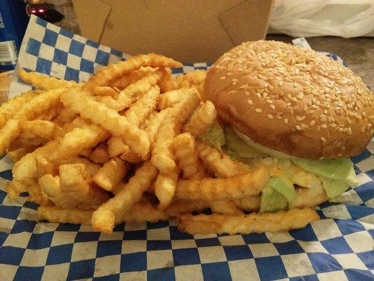 Cheeseburger and fries