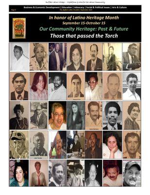 2 page spread, September issue: in recognition of our past and present Latino pioneers.