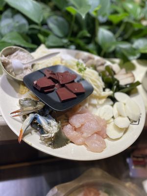 Assortment of hotpot food