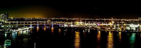 The bridge to South Beach a panoramic night shot taken with a P900.