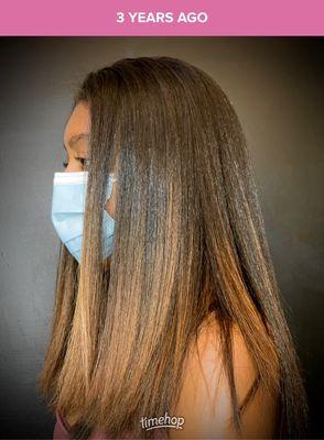 Brazilian Blowout after light balayage. She swears no relaxers or silk presses ever again!