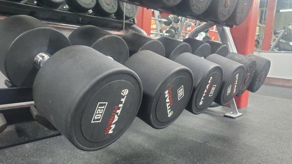 Dumbells up to 120lbs.