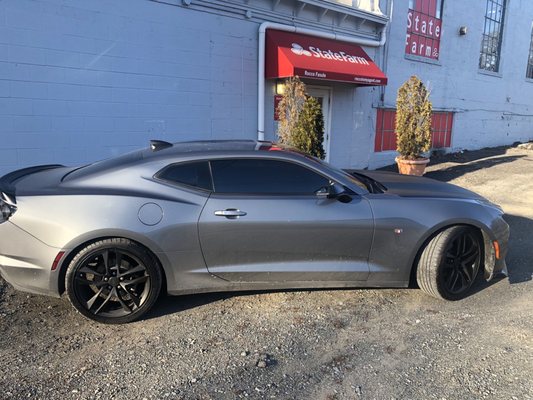 Side view window tint on Camaro