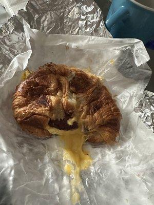 Sausage egg and cheese on croissant. Seriously the best breakfast sandwich in all of Queens.