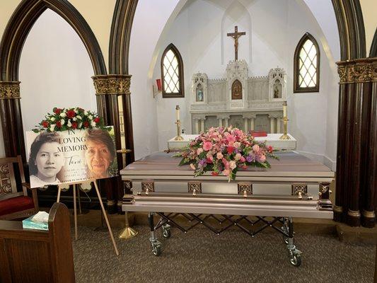 Beautiful casket spray and arrangement for the top of the memory board! Couldn't be happier with both.