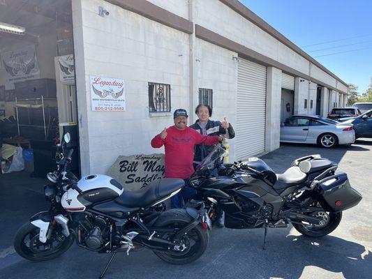 Adrian posing here with me. Ninja 1000sx and Triumph Trident 660.