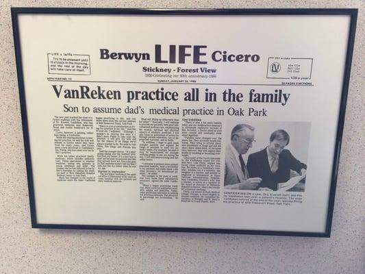 Dr Van Reken newspaper clip