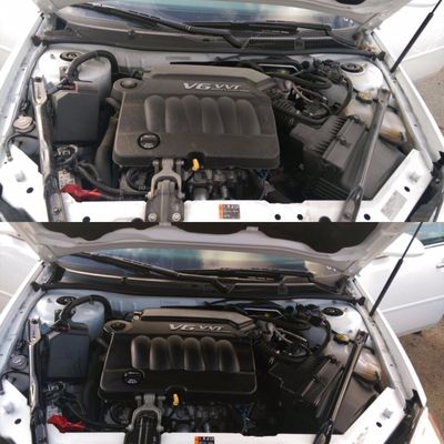 Engine wash before and after