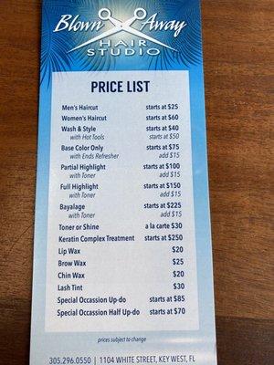 Price list