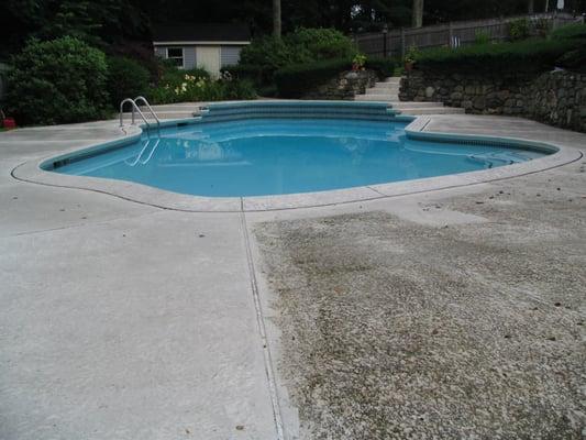 Pool deck (before on right, and after)