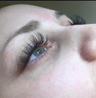 Just after Emily got done with my lashes! She did an amazing job! They are perfect and I absolutely love them!!!