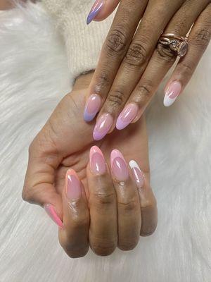 Solar gel nails with French