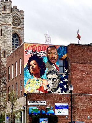 Civil rights mural on side of wapj building 42 river st Torrington, ct