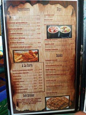 Menu page 1 for Los Rodeos of Danville, KY, May 2017. My apologies for the blurriness!