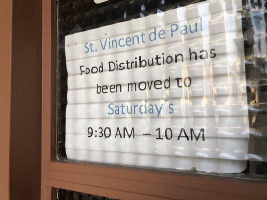 Saturday, February 23, 2019: St. Vincent de Paul ministry hours.