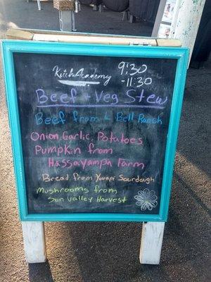 Serving up some beef stew at the Prescott Farmers Market. Made with all those local ingredients! Yum!