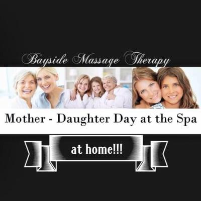 Take advantage of our Mother's Day specials:
1. Mom and daughter package: 1 hour massage for two $100
2...