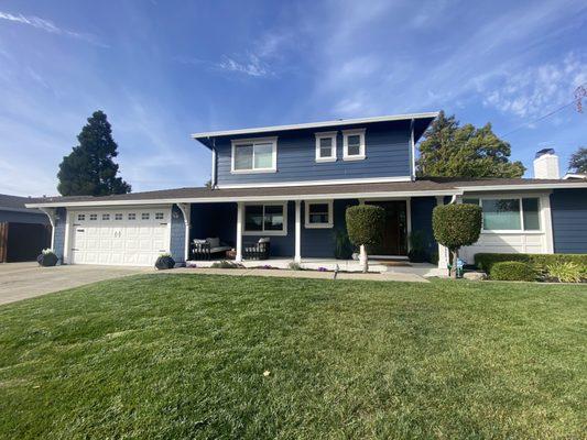 New paint color! The house went from drab brown to fabulous blue.