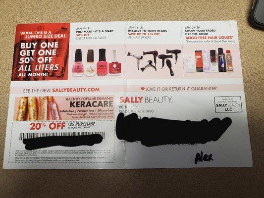 coupon I received in the mail