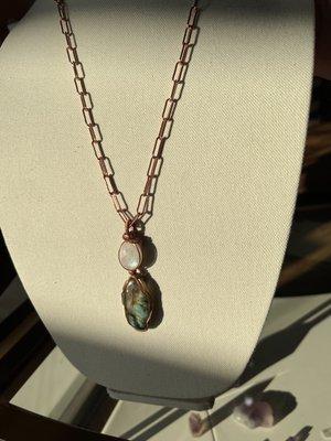 Hand Wrapped Moonstone and Labradorite necklace