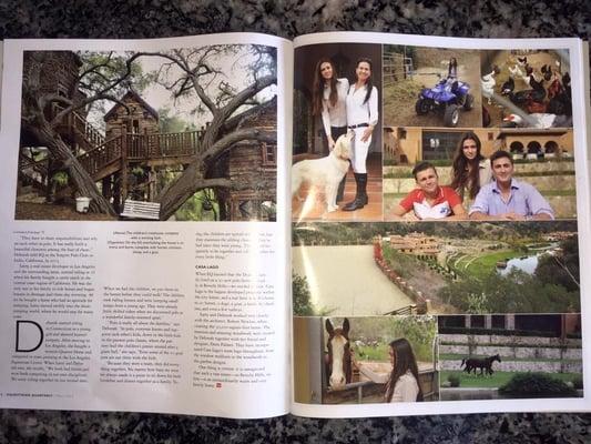 Uncle Jake's Petting Zoo was mentioned in the Fall 2015 issue of "Equestrian Quarterly Magazine" in their article on Casa Lago.