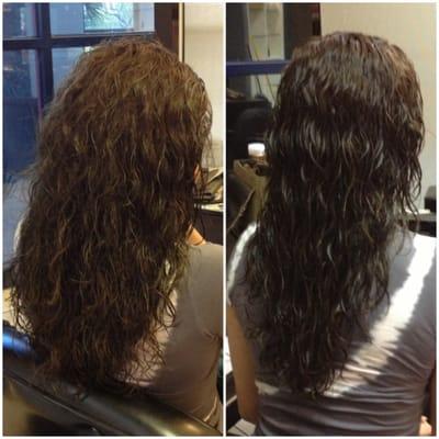 Before and after Brazilian Blow Out! Want to keep your curl but lose the frizz?