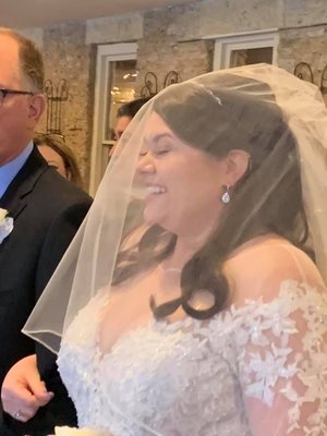 Bridal hair with headband and veil.