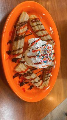 Churros desserts with ice cream