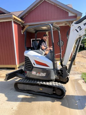 Excavating for the water main and sewer