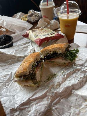 California Chicken sandwich and mango smoothie