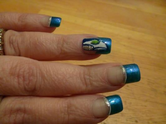 My nails for the Seahawks Superbowl!!!